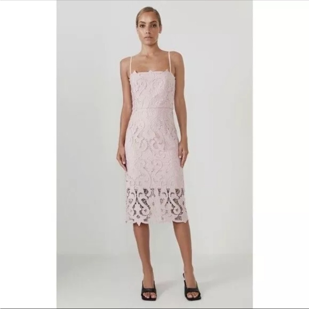 Bardot Lina Lace Pink Rose‎ Knee Length Sheath Dress size 4 xs midi